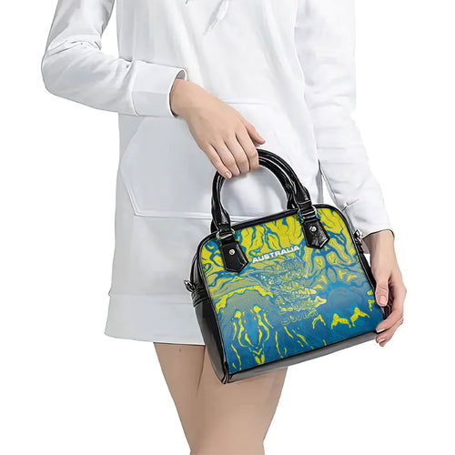 Australia National Swimming Team Shoulder Handbag Aboriginal Shark Dot Pattern Ocean Art