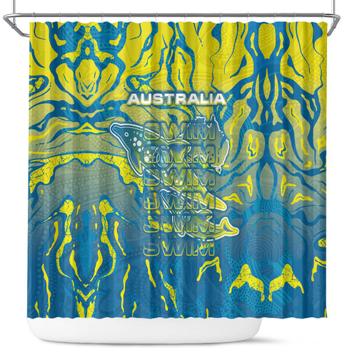 Australia National Swimming Team Shower Curtain Aboriginal Shark Dot Pattern Ocean Art
