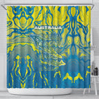 Australia National Swimming Team Shower Curtain Aboriginal Shark Dot Pattern Ocean Art