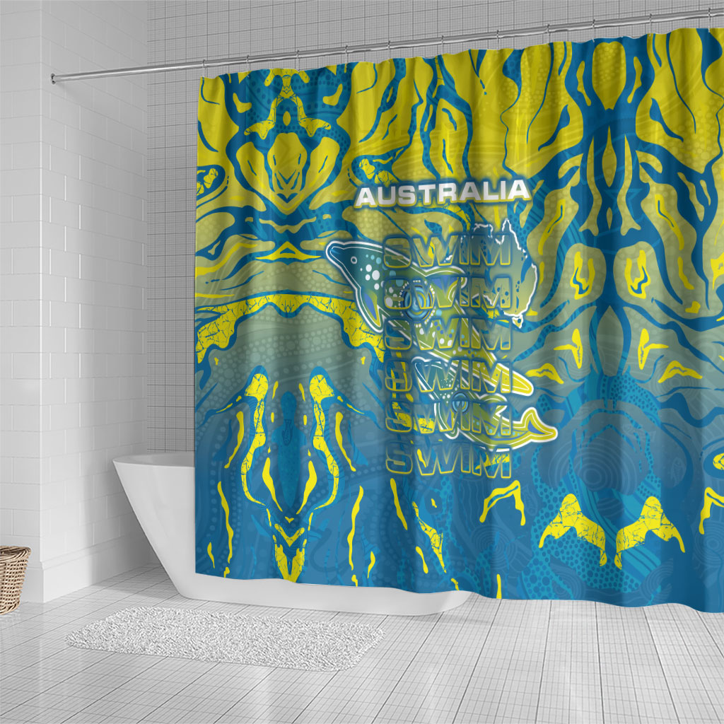 Australia National Swimming Team Shower Curtain Aboriginal Shark Dot Pattern Ocean Art