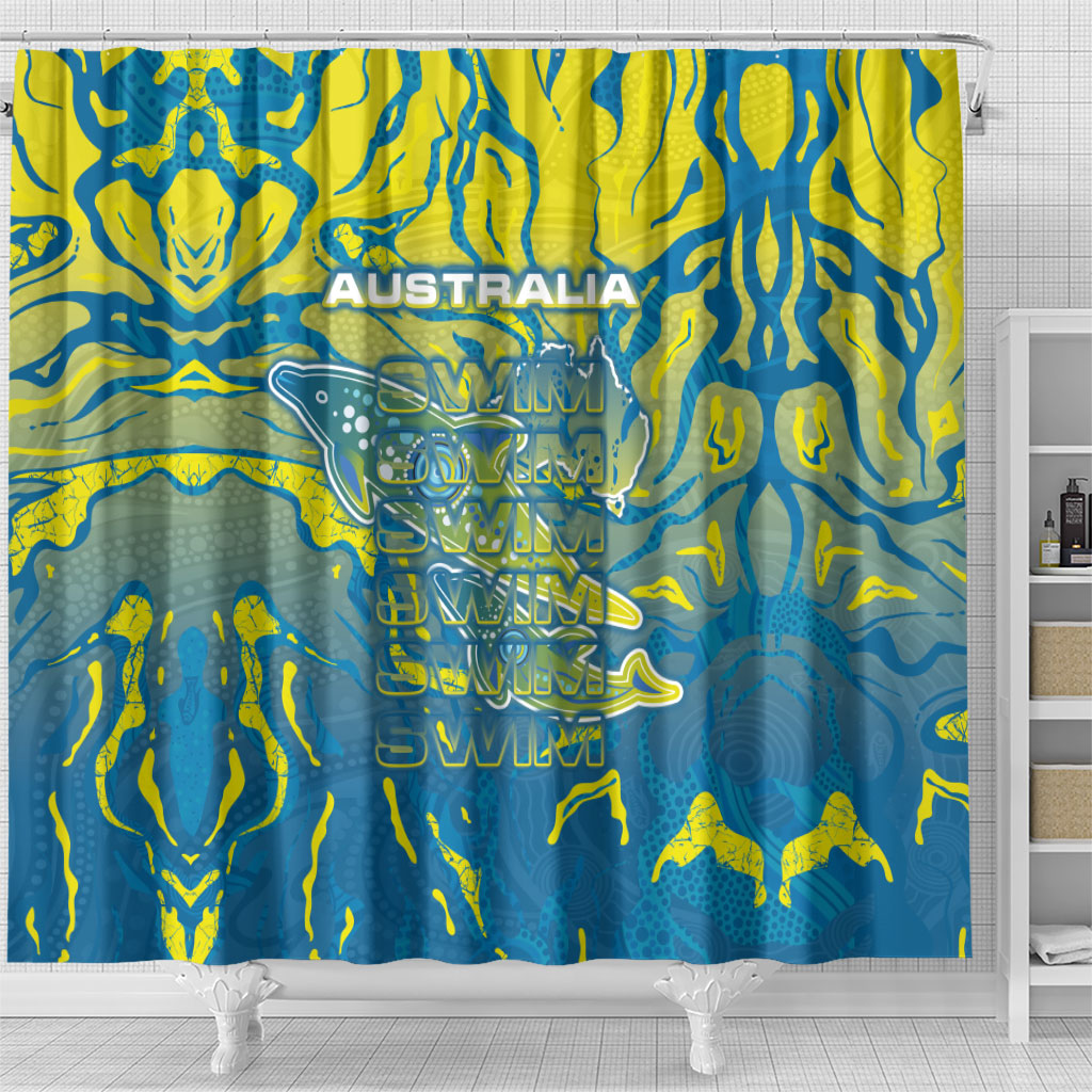 Australia National Swimming Team Shower Curtain Aboriginal Shark Dot Pattern Ocean Art