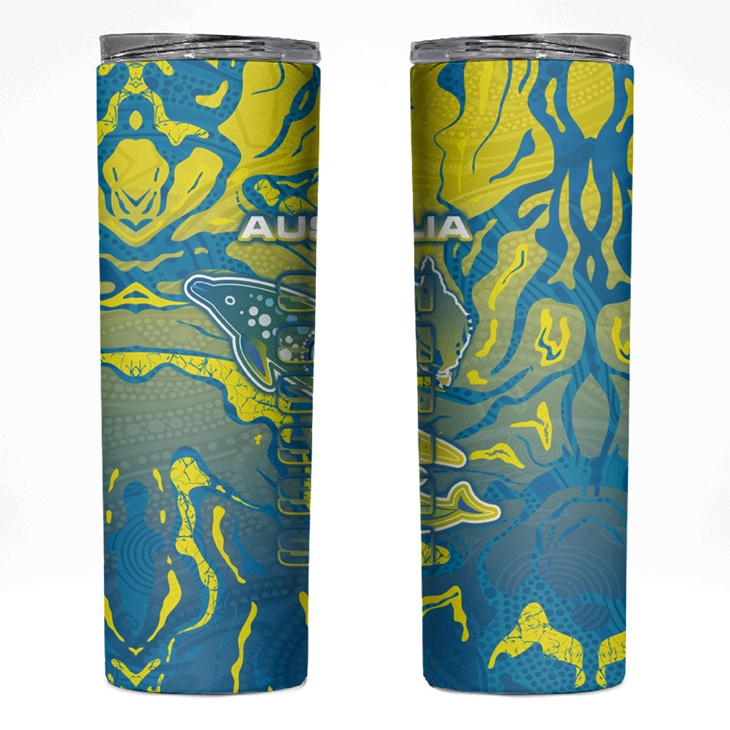 Australia National Swimming Team Skinny Tumbler Aboriginal Shark Dot Pattern Ocean Art