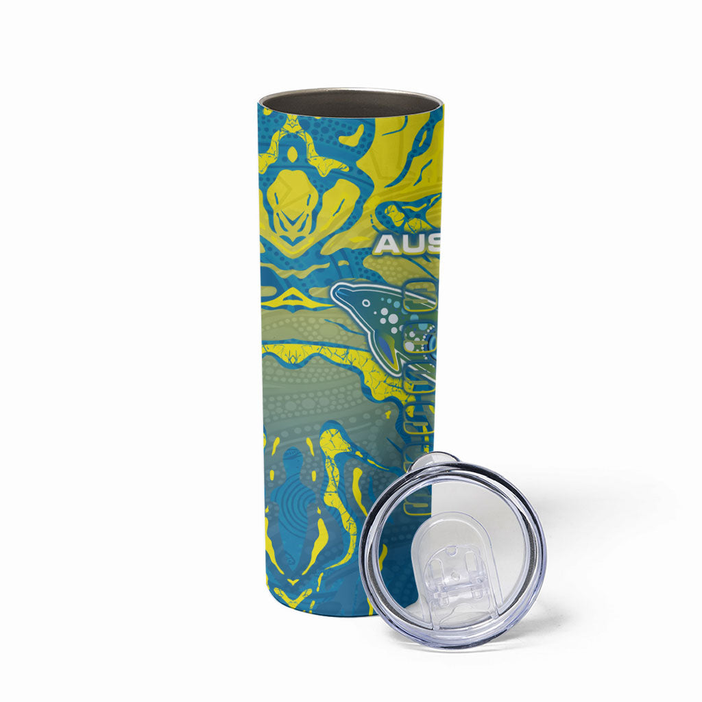 Australia National Swimming Team Skinny Tumbler Aboriginal Shark Dot Pattern Ocean Art