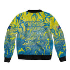 Australia National Swimming Team Sleeve Zip Bomber Jacket Aboriginal Shark Dot Pattern Ocean Art