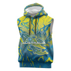 Australia National Swimming Team Sleeveless Hoodie Aboriginal Shark Dot Pattern Ocean Art