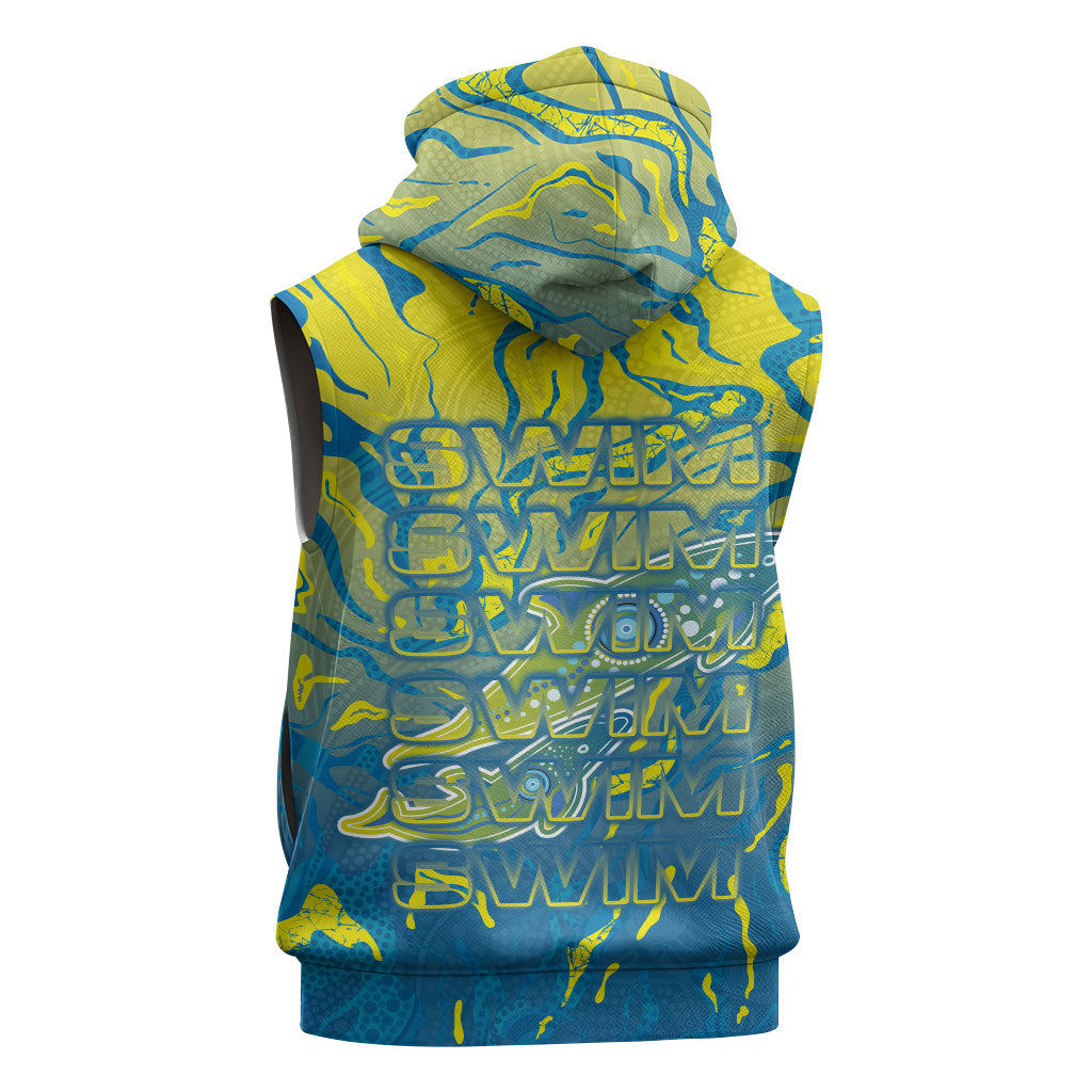 Australia National Swimming Team Sleeveless Hoodie Aboriginal Shark Dot Pattern Ocean Art