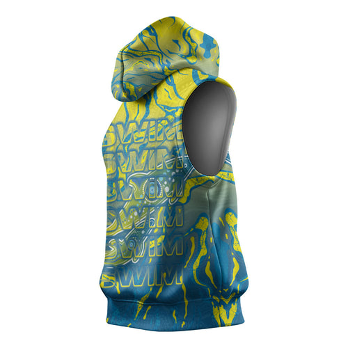 Australia National Swimming Team Sleeveless Hoodie Aboriginal Shark Dot Pattern Ocean Art