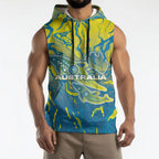 Australia National Swimming Team Sleeveless Hoodie Aboriginal Shark Dot Pattern Ocean Art