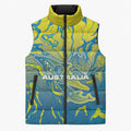 Australia National Swimming Team Sleeveless Puffer Jacket Aboriginal Shark Dot Pattern Ocean Art