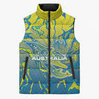 Australia National Swimming Team Sleeveless Puffer Jacket Aboriginal Shark Dot Pattern Ocean Art