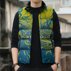 Australia National Swimming Team Sleeveless Puffer Jacket Aboriginal Shark Dot Pattern Ocean Art