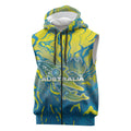 Australia National Swimming Team Sleeveless Zip Hoodie Aboriginal Shark Dot Pattern Ocean Art