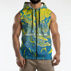 Australia National Swimming Team Sleeveless Zip Hoodie Aboriginal Shark Dot Pattern Ocean Art