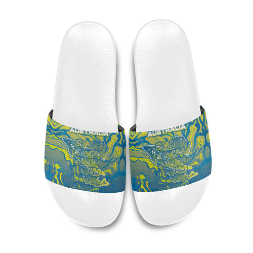 Australia National Swimming Team Slide Sandals Aboriginal Shark Dot Pattern Ocean Art
