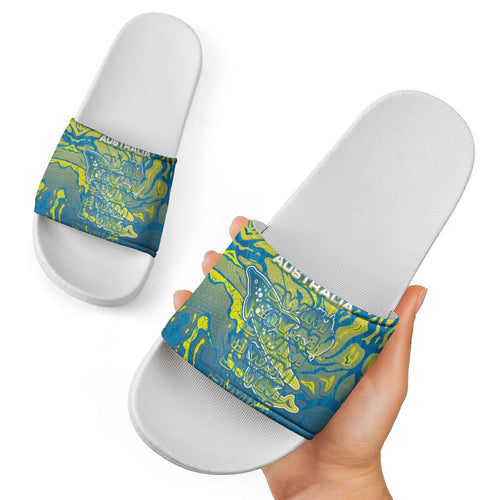 Australia National Swimming Team Slide Sandals Aboriginal Shark Dot Pattern Ocean Art