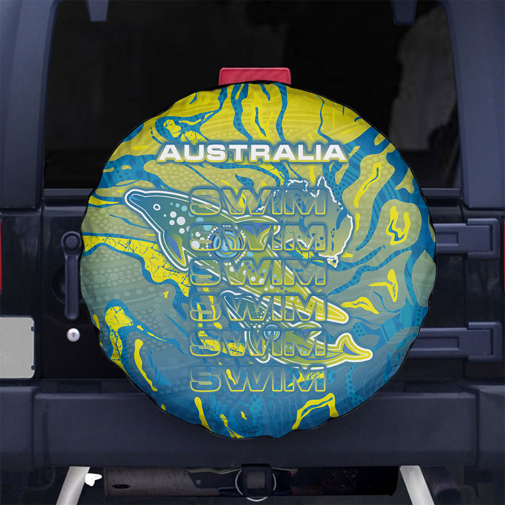 Australia National Swimming Team Spare Tire Cover Aboriginal Shark Dot Pattern Ocean Art
