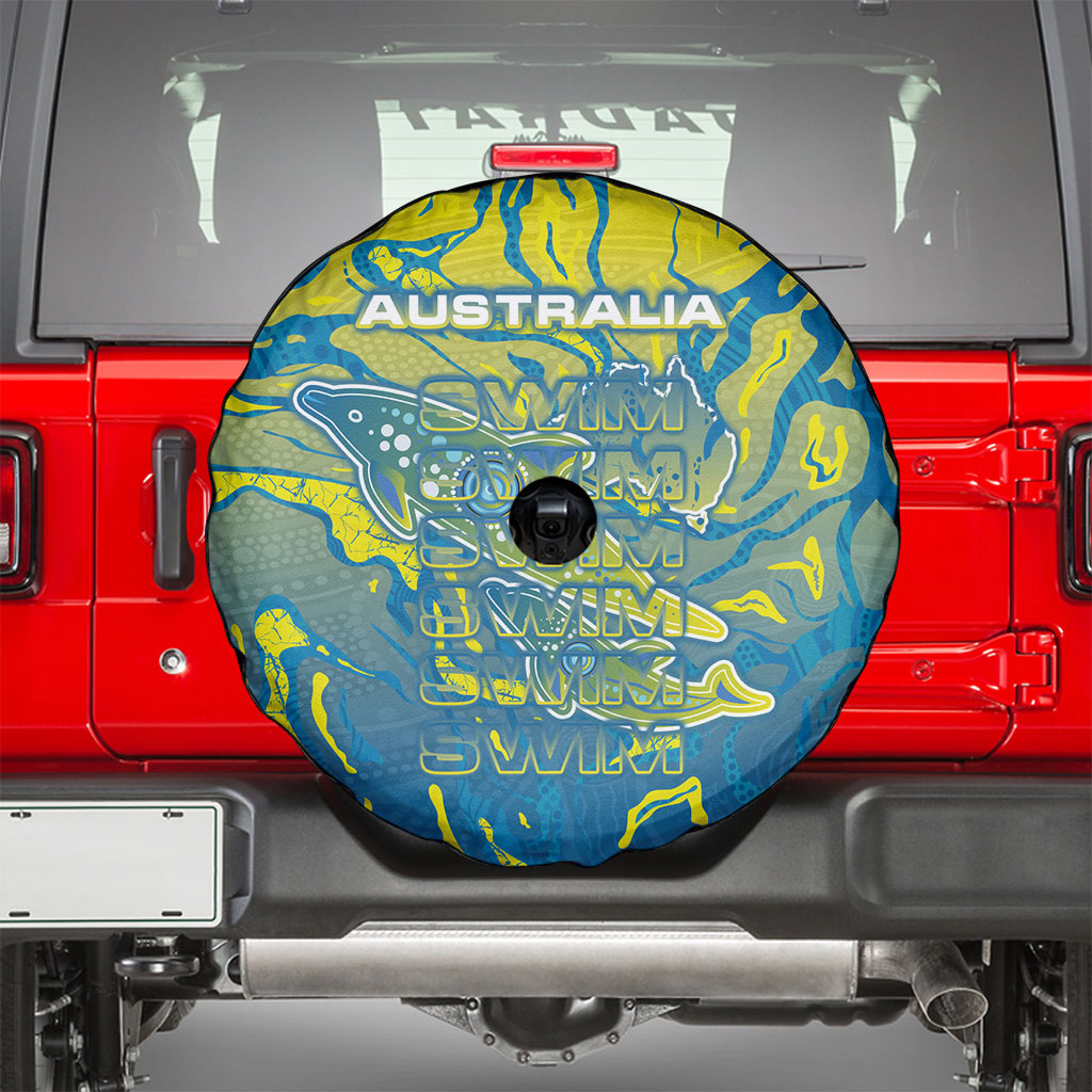 Australia National Swimming Team Spare Tire Cover Aboriginal Shark Dot Pattern Ocean Art