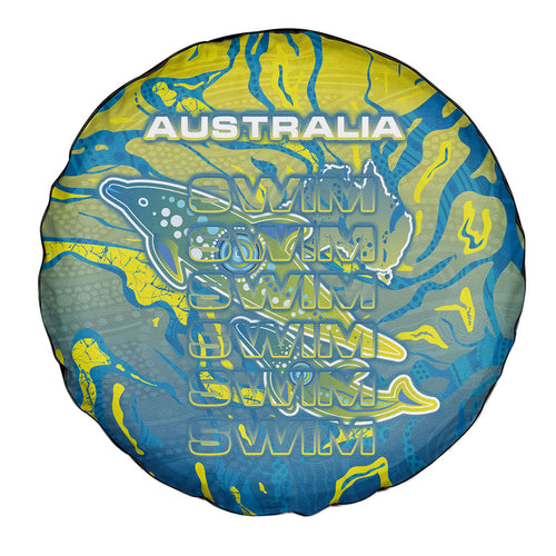 Australia National Swimming Team Spare Tire Cover Aboriginal Shark Dot Pattern Ocean Art