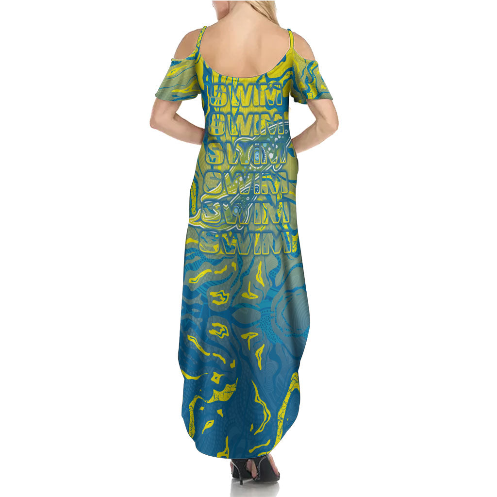 Australia National Swimming Team Summer Maxi Dress Aboriginal Shark Dot Pattern Ocean Art