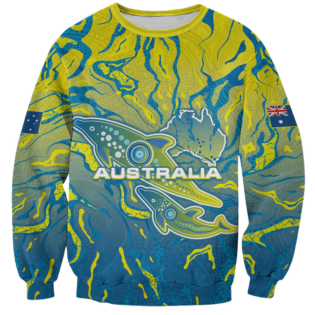 Australia National Swimming Team Sweatshirt Aboriginal Shark Dot Pattern Ocean Art