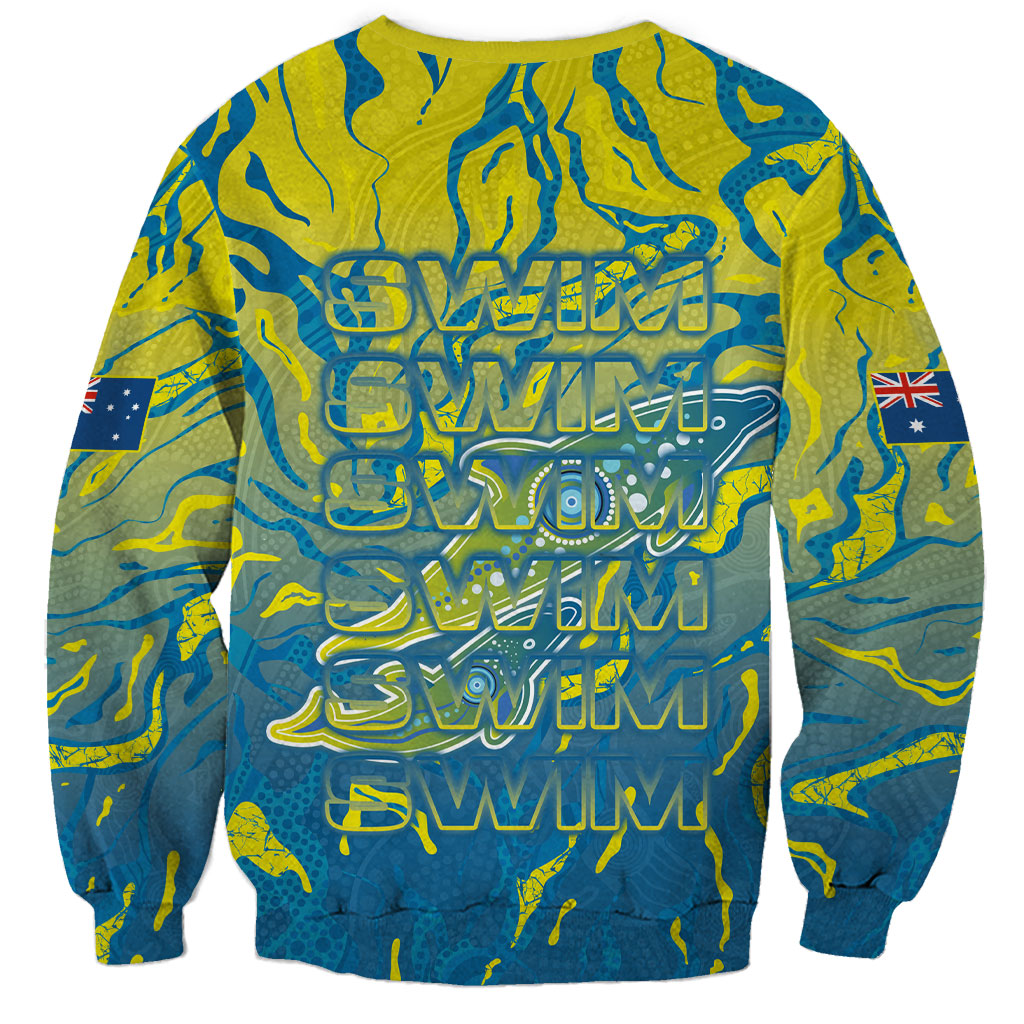 Australia National Swimming Team Sweatshirt Aboriginal Shark Dot Pattern Ocean Art