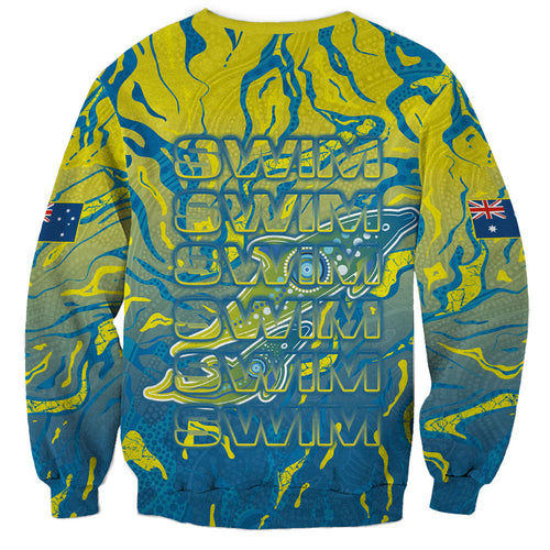 Australia National Swimming Team Sweatshirt Aboriginal Shark Dot Pattern Ocean Art