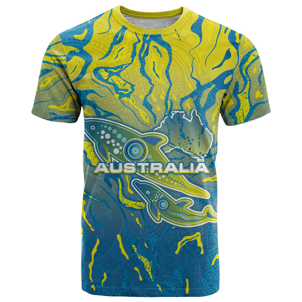 Australia National Swimming Team T Shirt Aboriginal Shark Dot Pattern Ocean Art