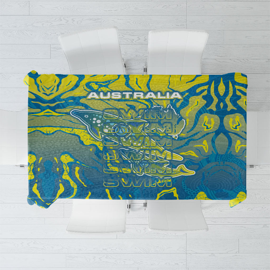 Australia National Swimming Team Tablecloth Aboriginal Shark Dot Pattern Ocean Art