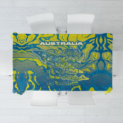 Australia National Swimming Team Tablecloth Aboriginal Shark Dot Pattern Ocean Art