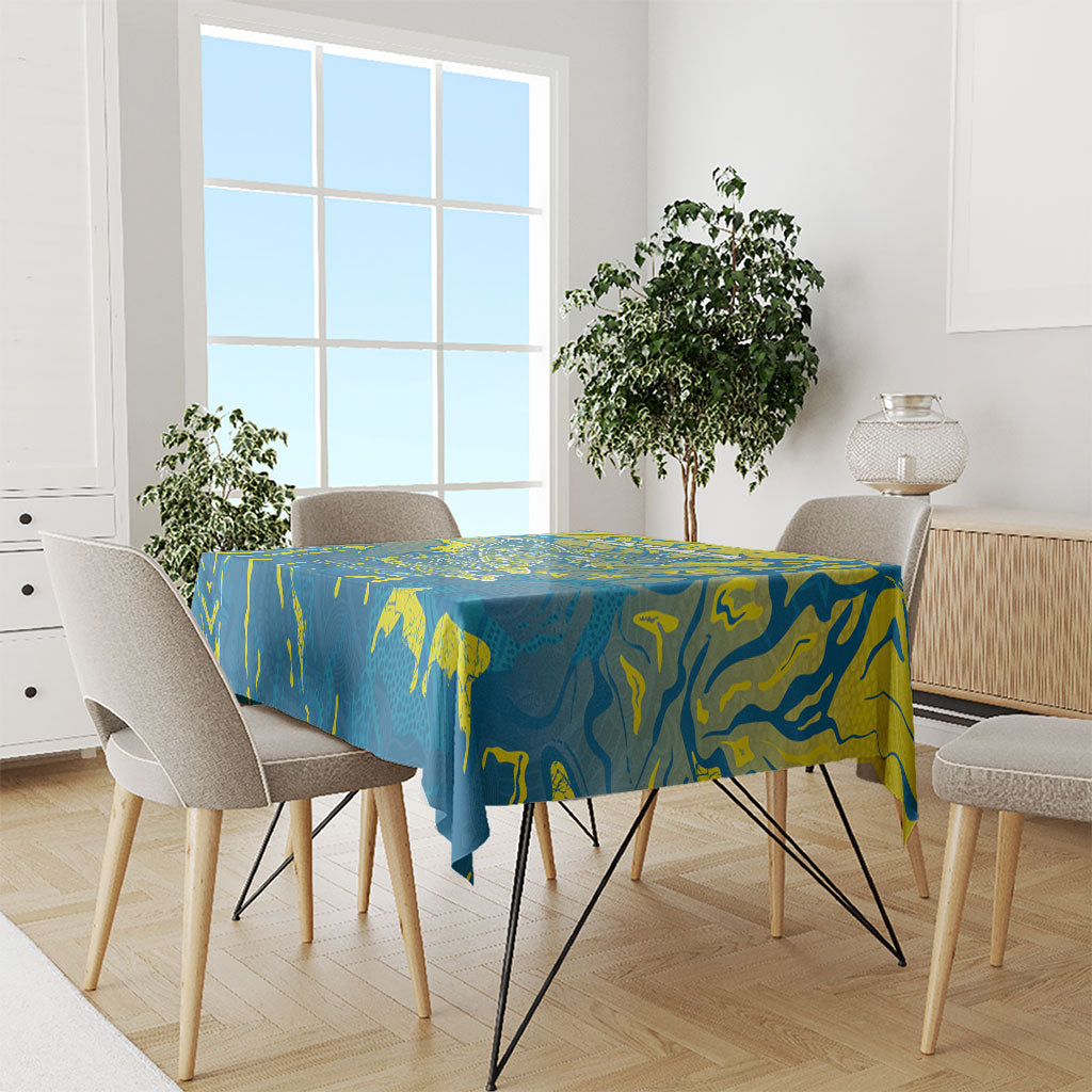 Australia National Swimming Team Tablecloth Aboriginal Shark Dot Pattern Ocean Art