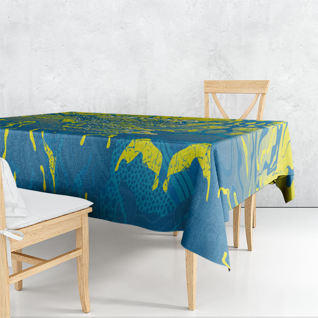 Australia National Swimming Team Tablecloth Aboriginal Shark Dot Pattern Ocean Art