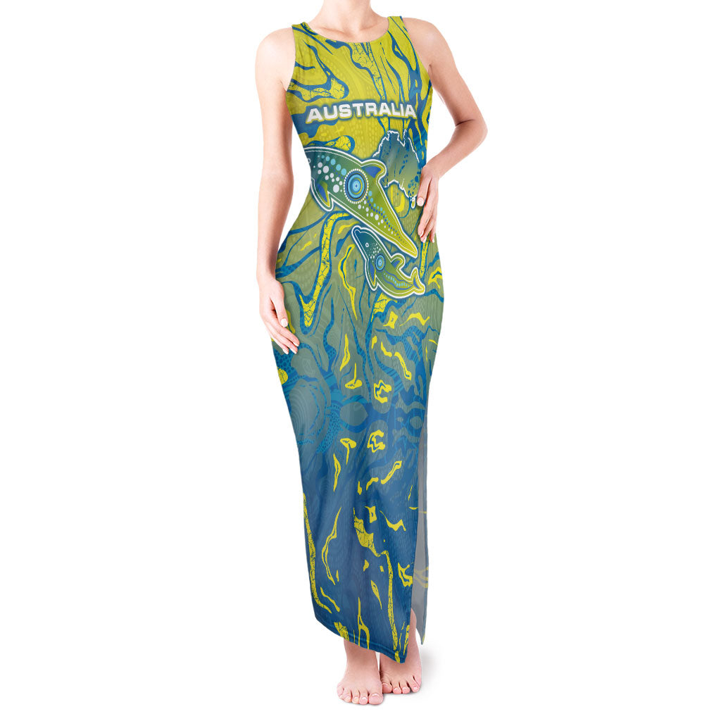 Australia National Swimming Team Tank Maxi Dress Aboriginal Shark Dot Pattern Ocean Art