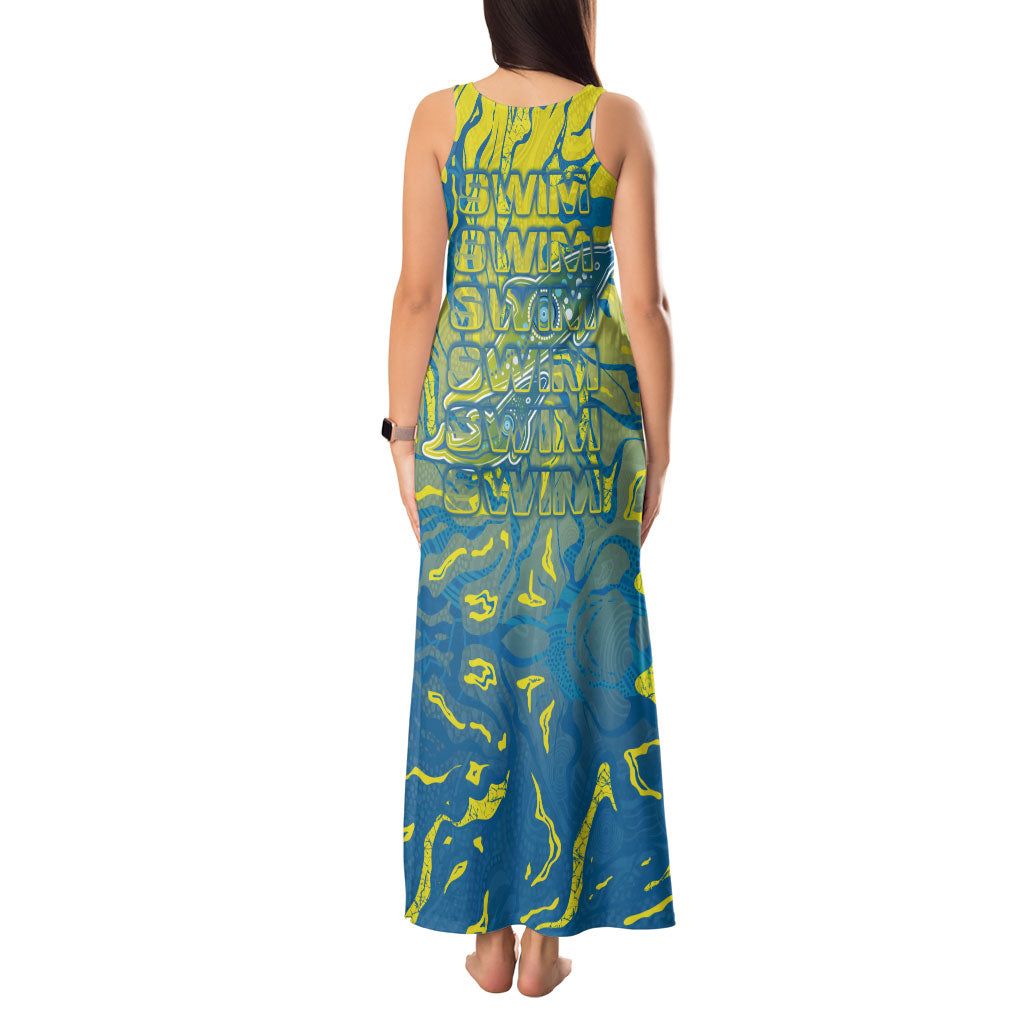 Australia National Swimming Team Tank Maxi Dress Aboriginal Shark Dot Pattern Ocean Art
