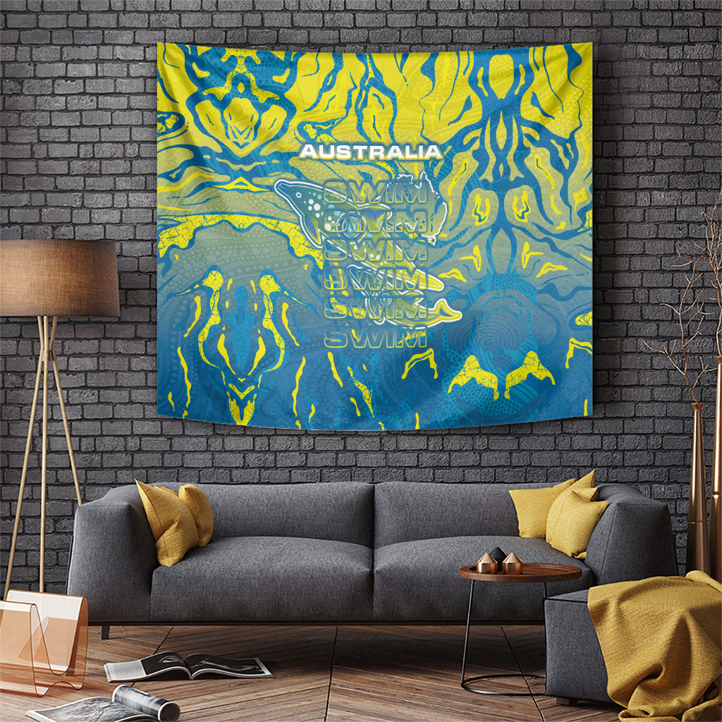 Australia National Swimming Team Tapestry Aboriginal Shark Dot Pattern Ocean Art