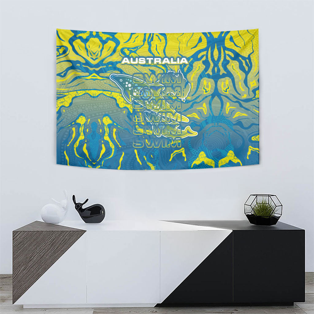Australia National Swimming Team Tapestry Aboriginal Shark Dot Pattern Ocean Art