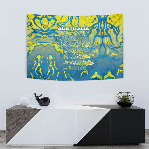 Australia National Swimming Team Tapestry Aboriginal Shark Dot Pattern Ocean Art