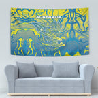 Australia National Swimming Team Tapestry Aboriginal Shark Dot Pattern Ocean Art