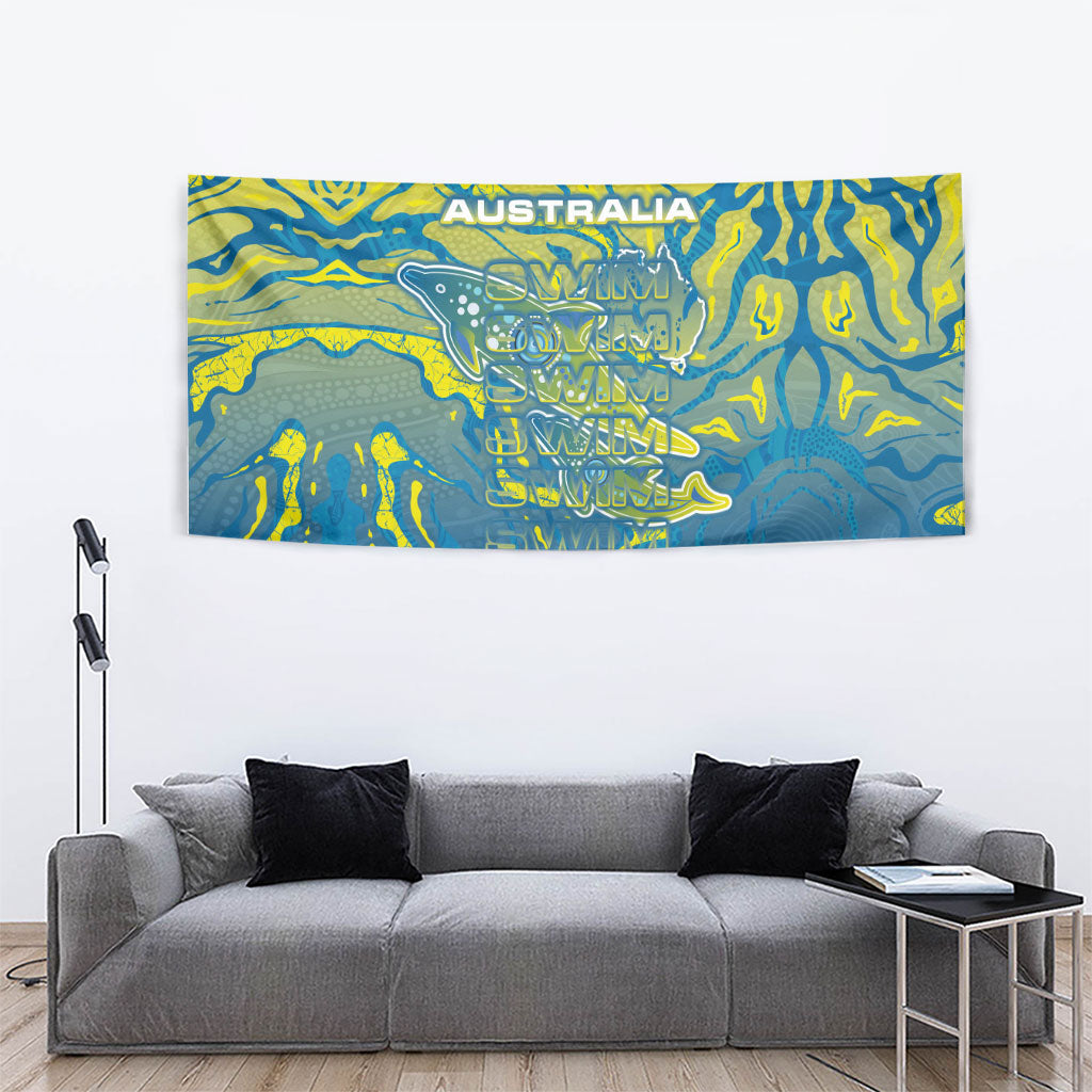 Australia National Swimming Team Tapestry Aboriginal Shark Dot Pattern Ocean Art