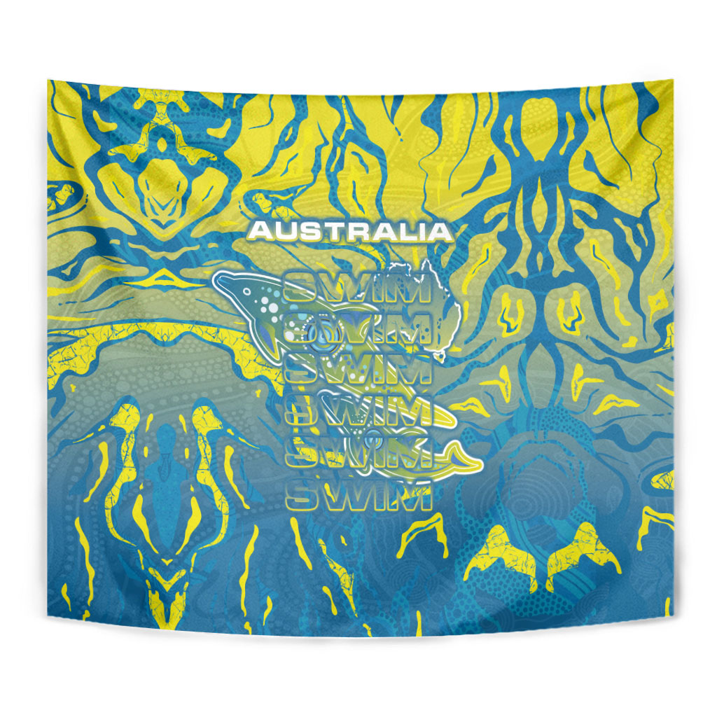 Australia National Swimming Team Tapestry Aboriginal Shark Dot Pattern Ocean Art
