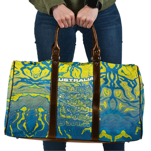 Australia National Swimming Team Travel Bag Aboriginal Shark Dot Pattern Ocean Art