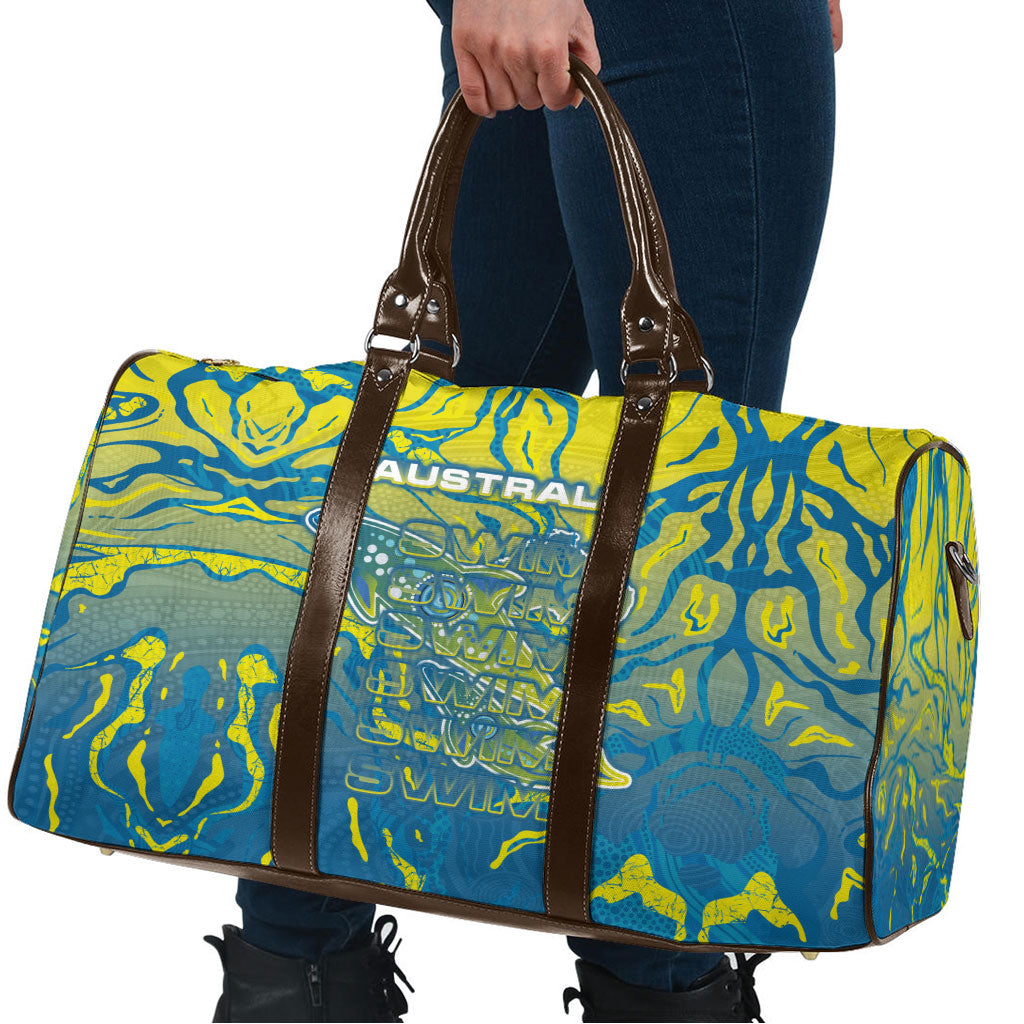 Australia National Swimming Team Travel Bag Aboriginal Shark Dot Pattern Ocean Art