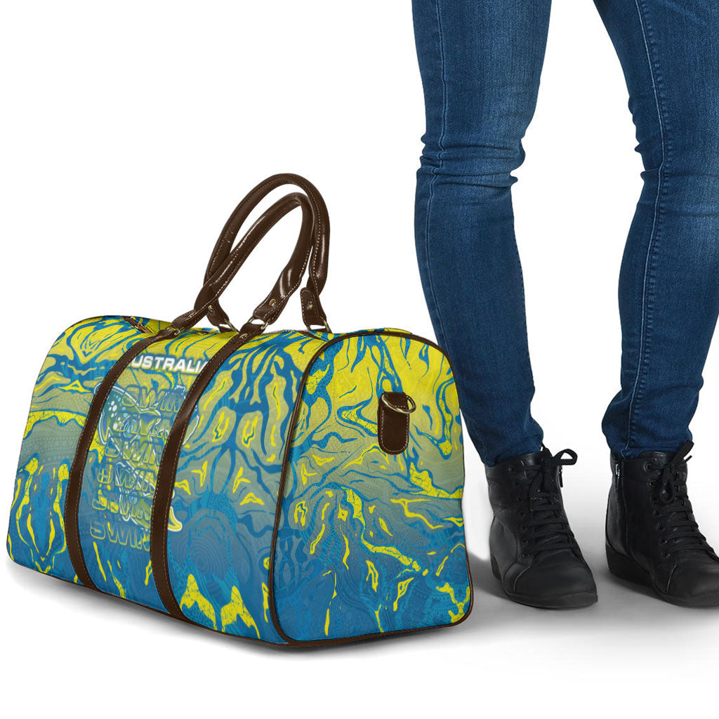 Australia National Swimming Team Travel Bag Aboriginal Shark Dot Pattern Ocean Art