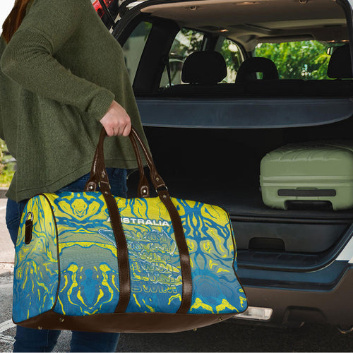 Australia National Swimming Team Travel Bag Aboriginal Shark Dot Pattern Ocean Art