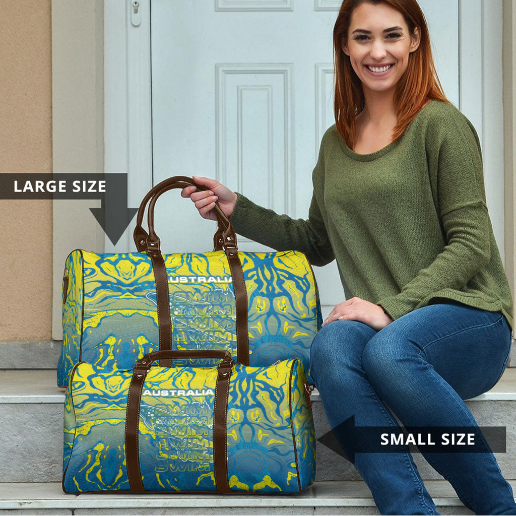 Australia National Swimming Team Travel Bag Aboriginal Shark Dot Pattern Ocean Art