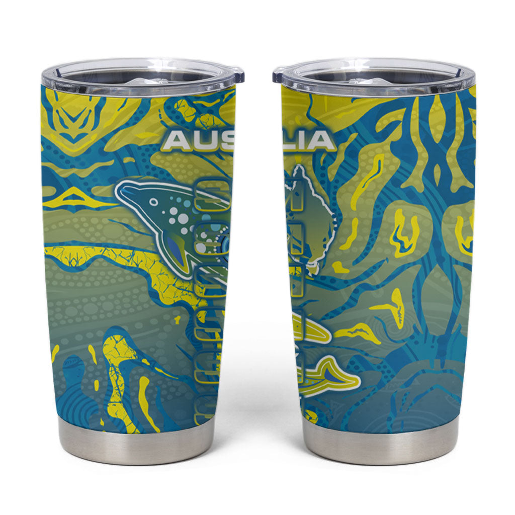 Australia National Swimming Team Tumbler Cup Aboriginal Shark Dot Pattern Ocean Art