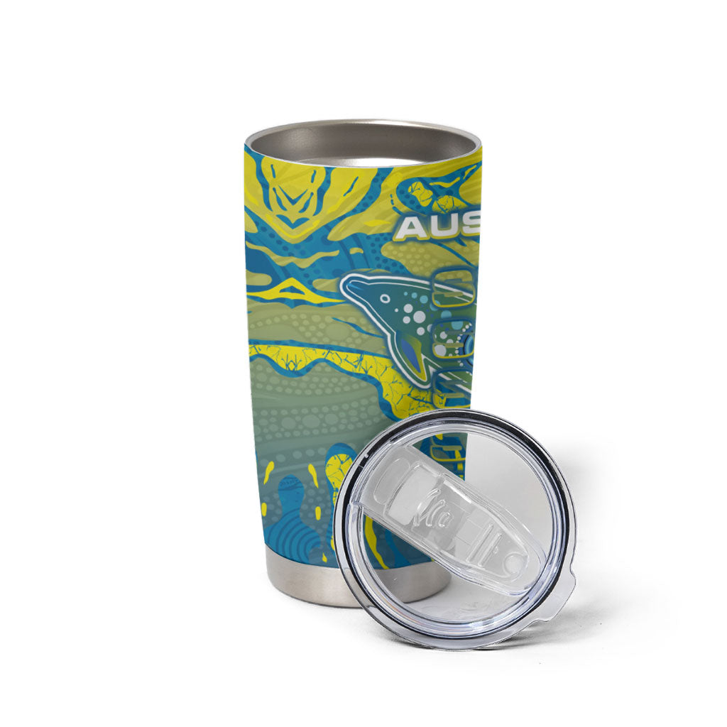 Australia National Swimming Team Tumbler Cup Aboriginal Shark Dot Pattern Ocean Art