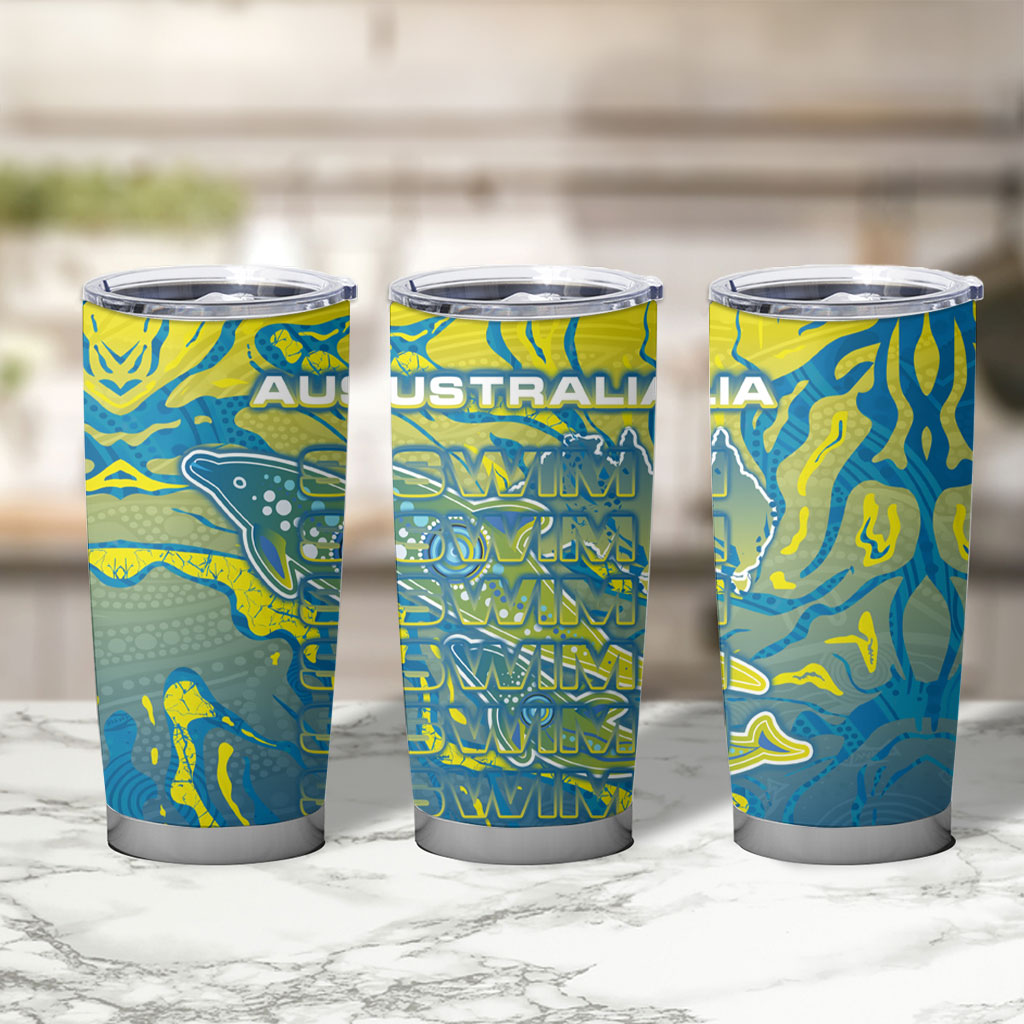 Australia National Swimming Team Tumbler Cup Aboriginal Shark Dot Pattern Ocean Art