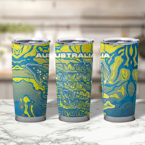 Australia National Swimming Team Tumbler Cup Aboriginal Shark Dot Pattern Ocean Art