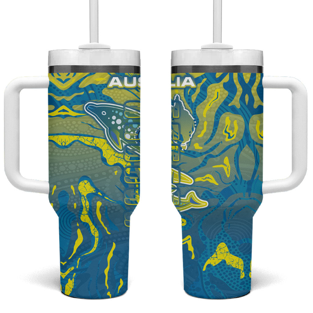Australia National Swimming Team Tumbler With Handle Aboriginal Shark Dot Pattern Ocean Art