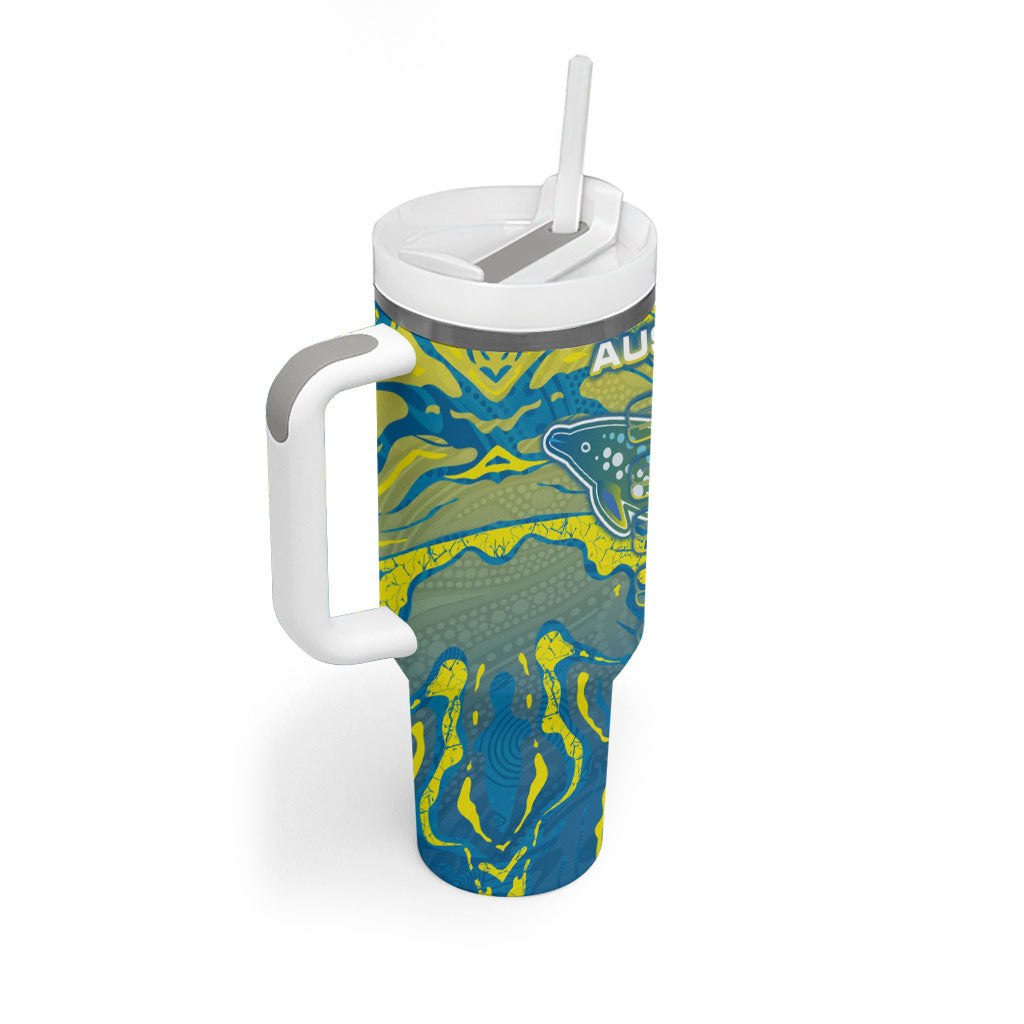 Australia National Swimming Team Tumbler With Handle Aboriginal Shark Dot Pattern Ocean Art